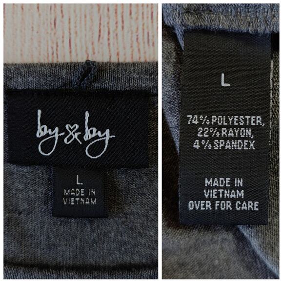 By & By charcoal gray lattice sleeve tie front top sz L - Picture 9 of 9